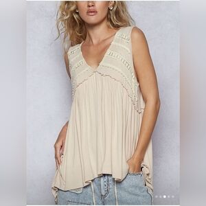 POL Cream Sleeveless Tunic